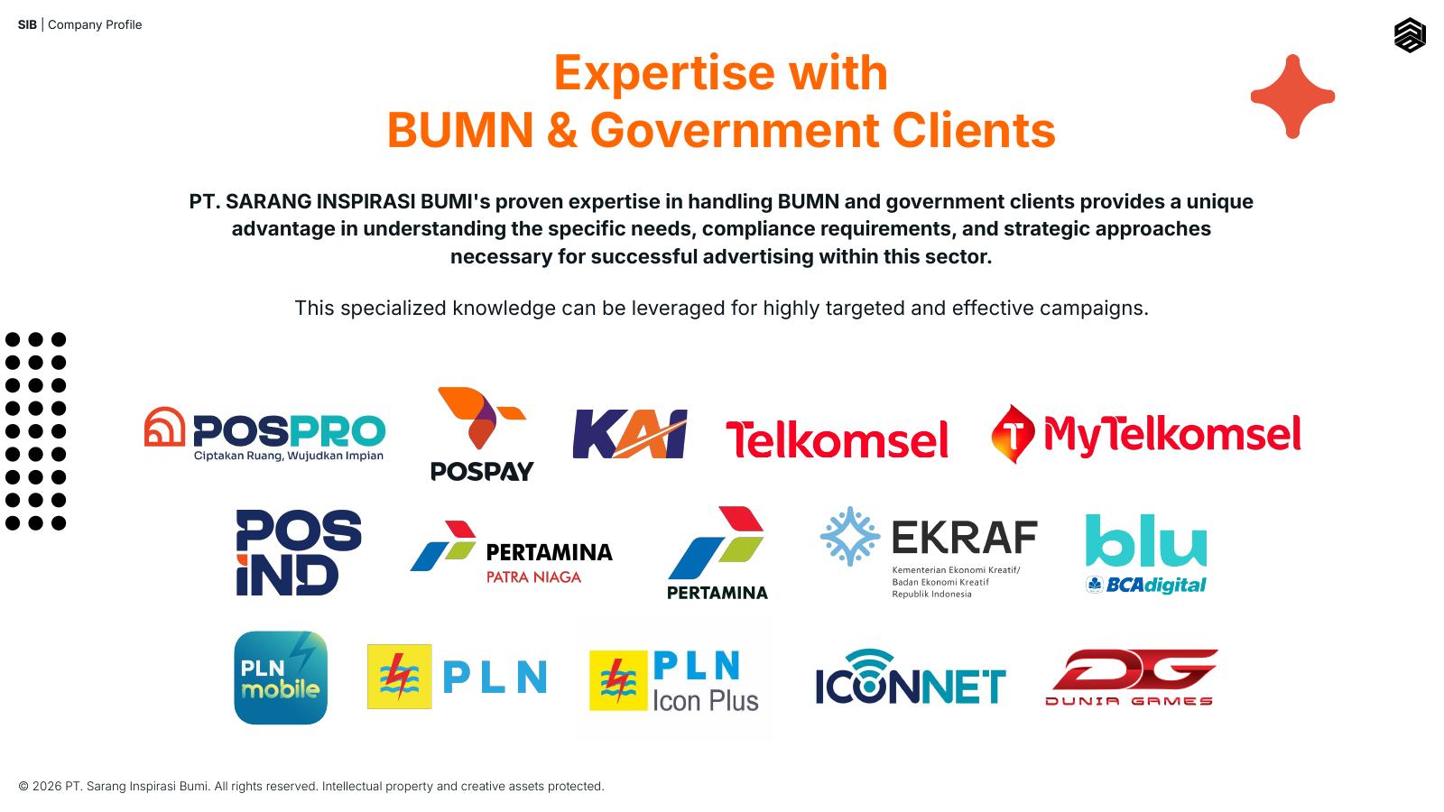 SIB BUMN and government client expertise slide